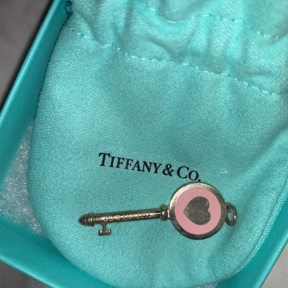 Tiffany key charm with pink heart